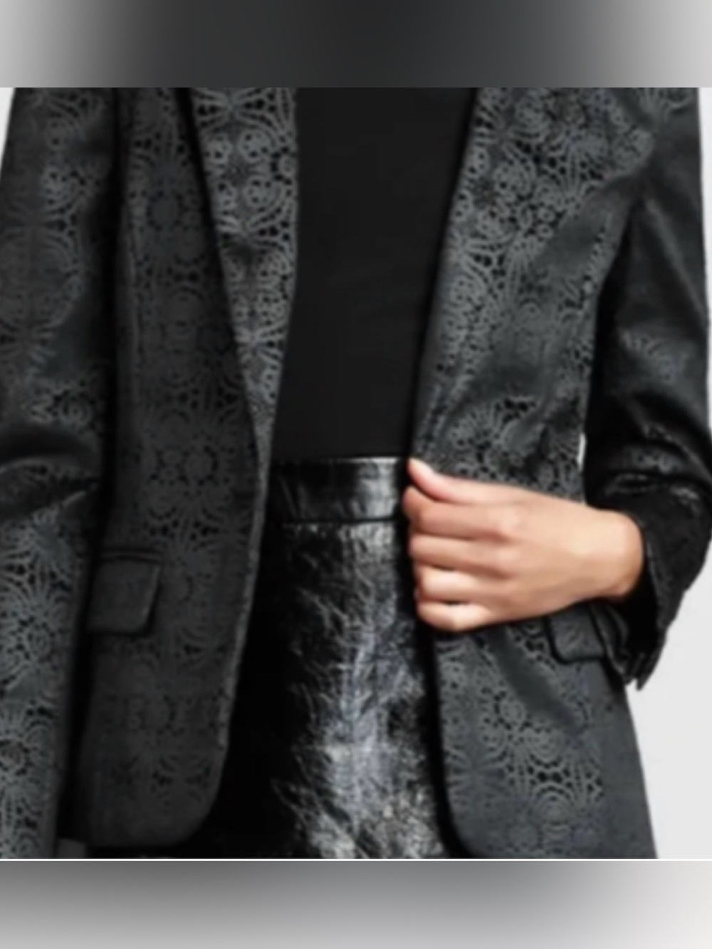 Alice + Olivia Elyse jacquard black pattern blazer size 2